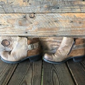 FLY London Leather Suede Buckle Booties Sz. 39